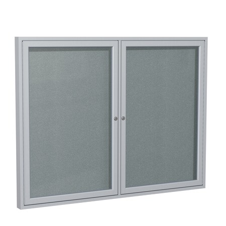 Ghent Enclosed Bulletin Board, 2 Door, Vinyl, 4 ft H x 5 ft W, Stone PA24860VX-199